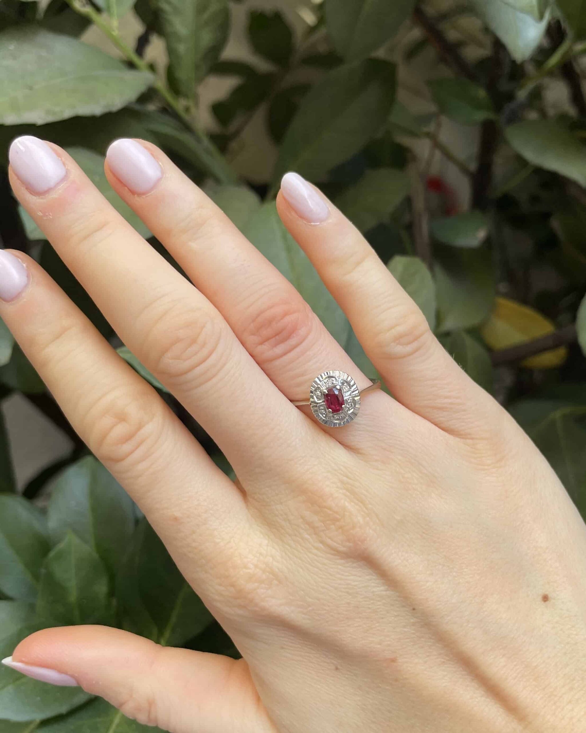 &quot;Méline&quot; Ruby &amp;amp; Diamond Daisy Ring