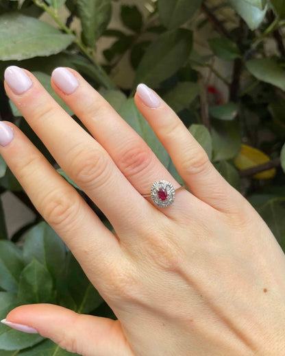 &quot;Méline&quot; Ruby &amp;amp; Diamond Daisy Ring
