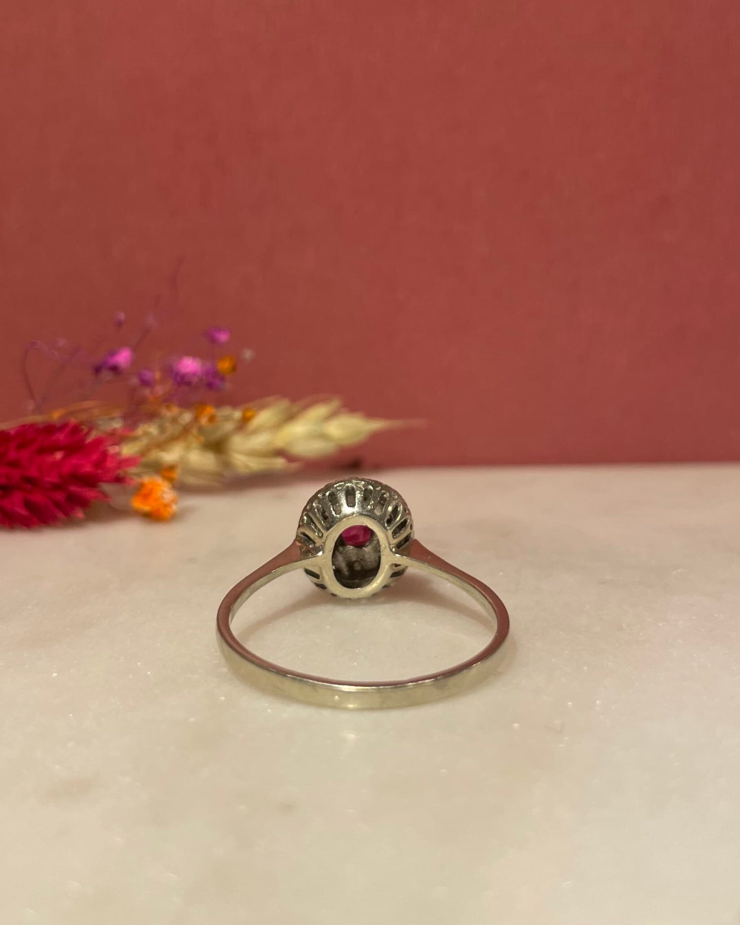 &quot;Méline&quot; Ruby &amp;amp; Diamond Daisy Ring