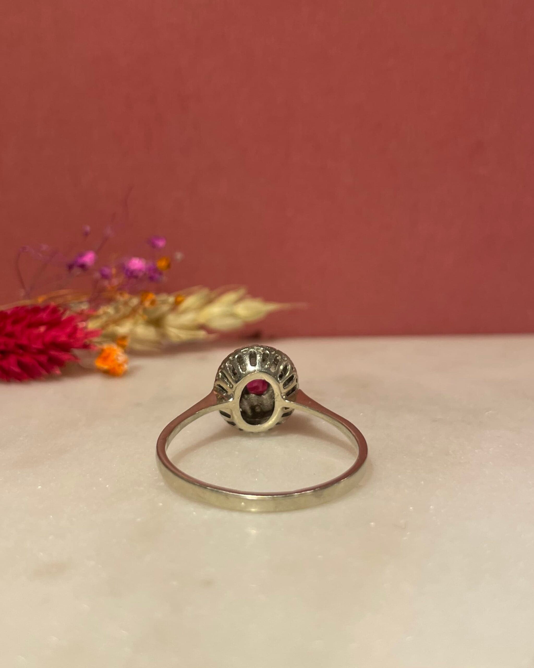 &quot;Méline&quot; Ruby &amp;amp; Diamond Daisy Ring