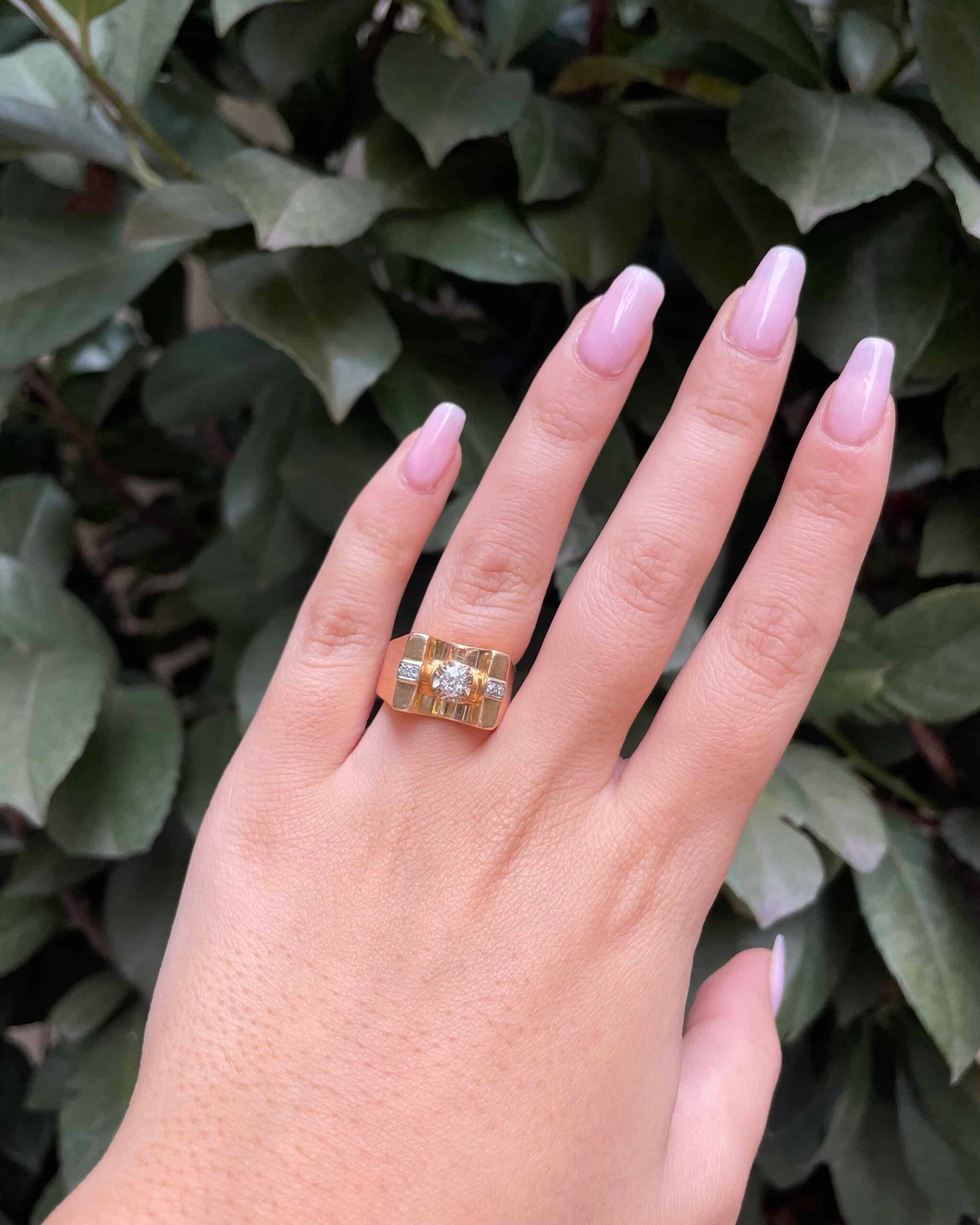 Vintage Tank Ring 10g Gold &amp;amp; Diamond "Shania"