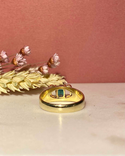 Bague Jonc Émeraude Colombie 0.80 carat &amp; Diamants &quot;Alix&quot;
