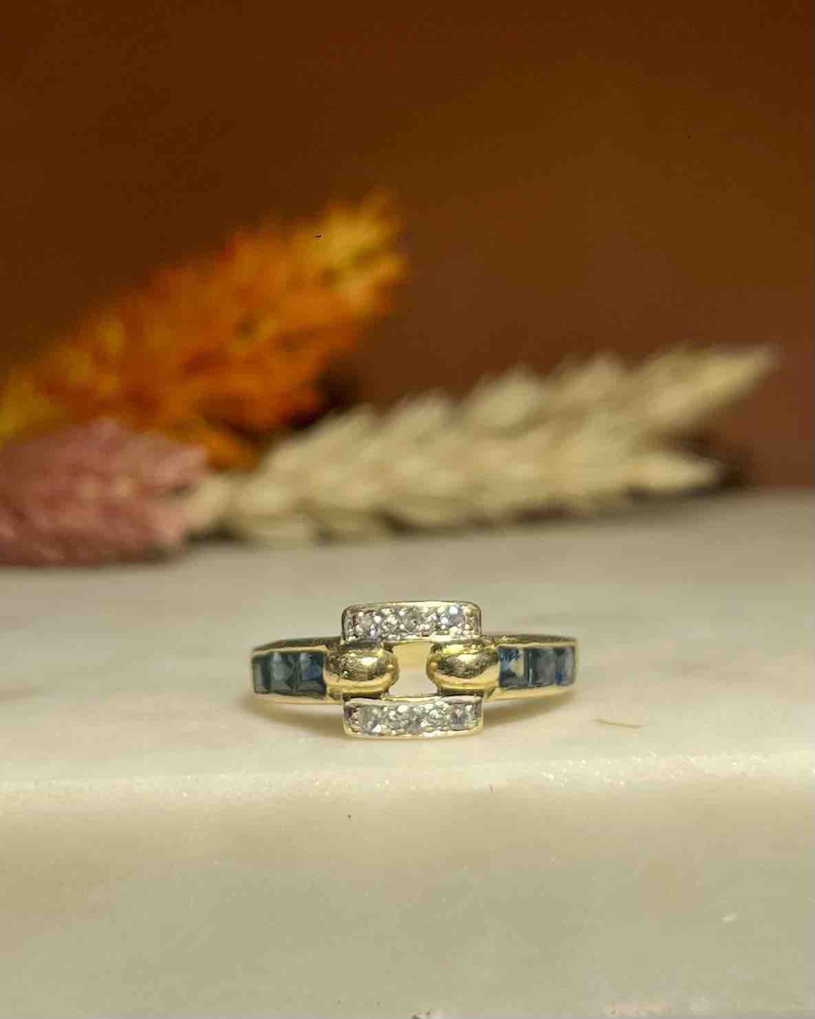 Bague jonc saphir &amp; diamants "Noémie"