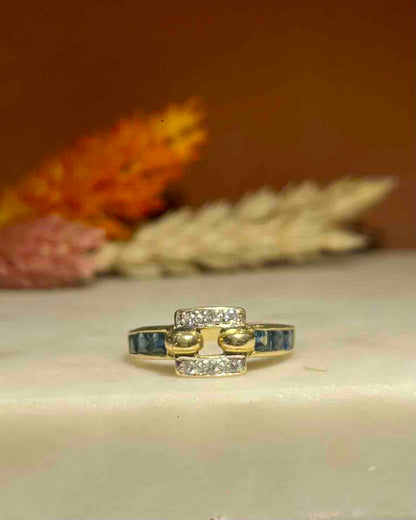 Bague jonc saphir &amp; diamants &quot;Noémie&quot;