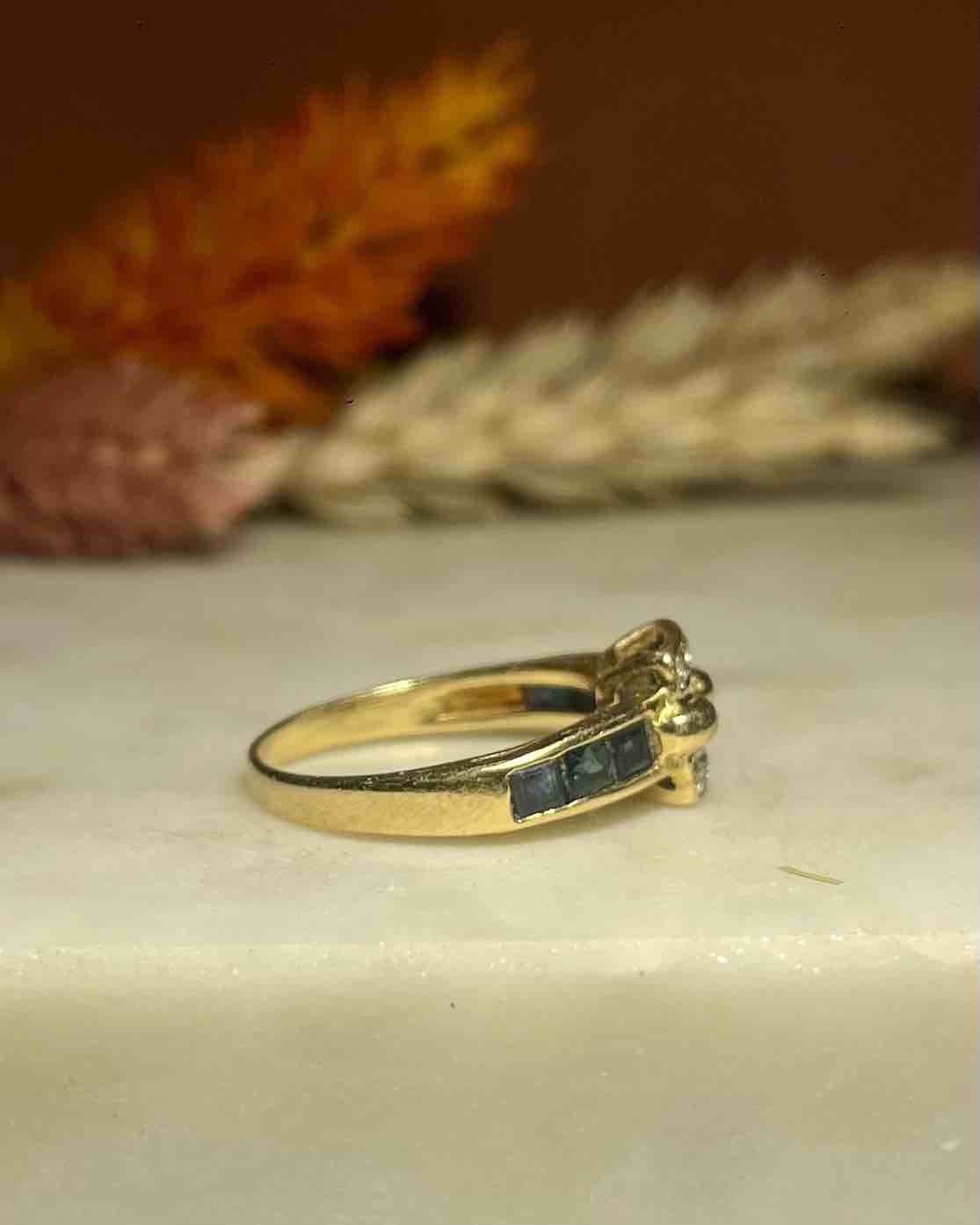 Bague jonc saphir &amp; diamants "Noémie"