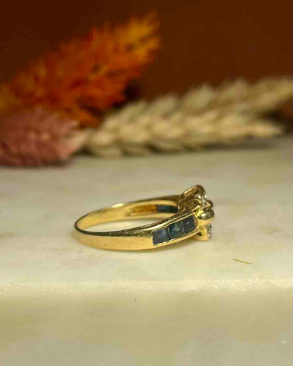 Bague jonc saphir &amp; diamants &quot;Noémie&quot;