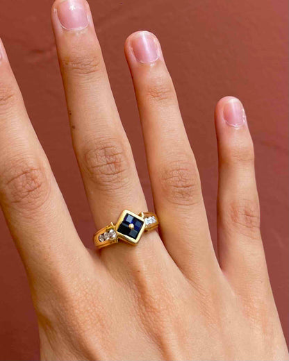 Bague jonc saphir &amp; diamants &quot;Paula&quot;