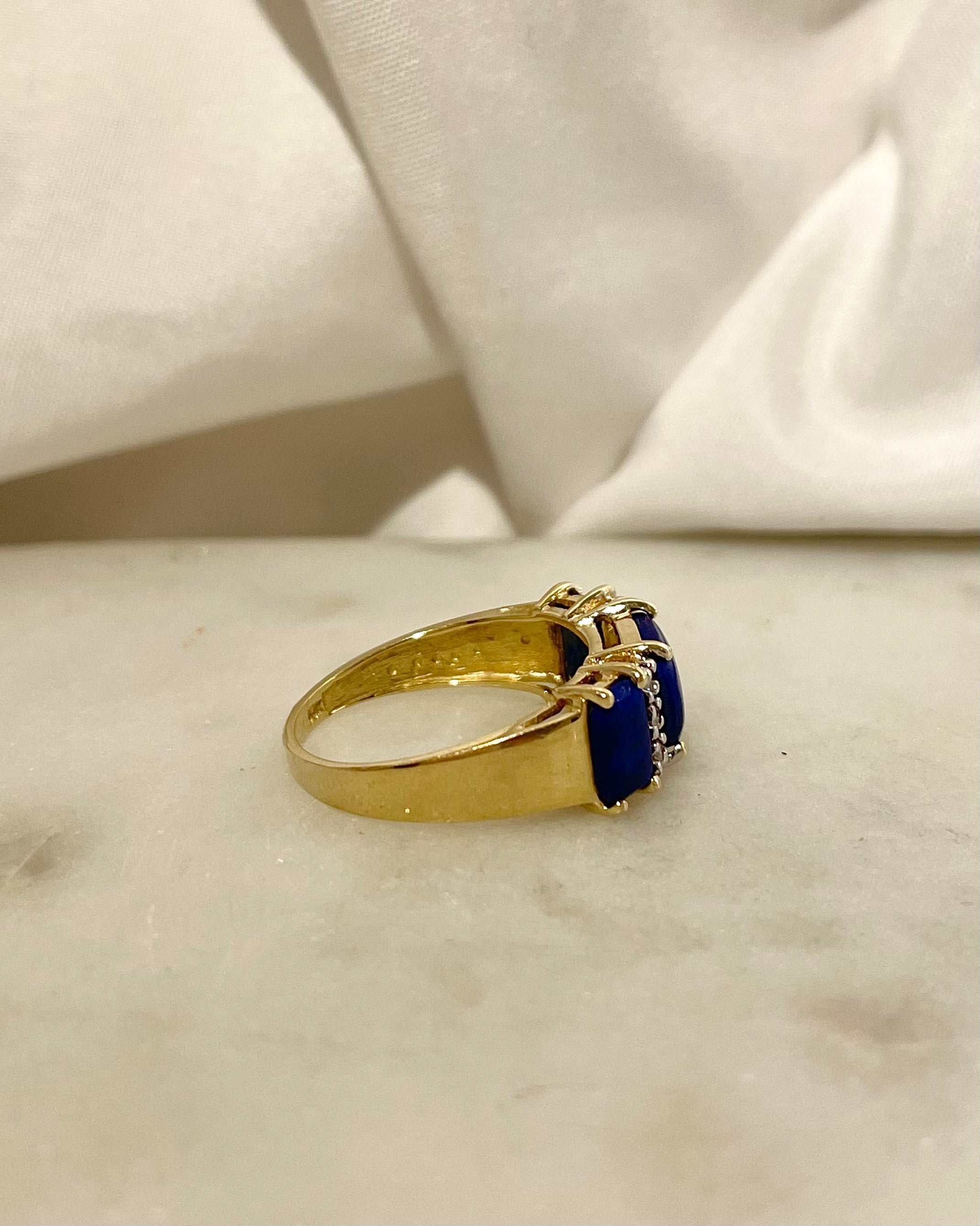Anillo Trilogía Lapislázuli 2 quilates y Diamantes "Klervi"