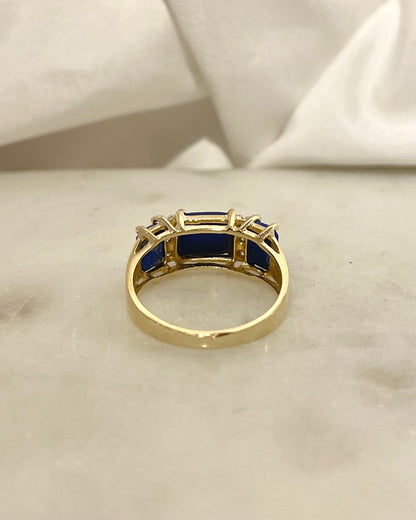 Bague Trilogie Lapis Lazuli 2 carats &amp; Diamants &quot;Klervi&quot;