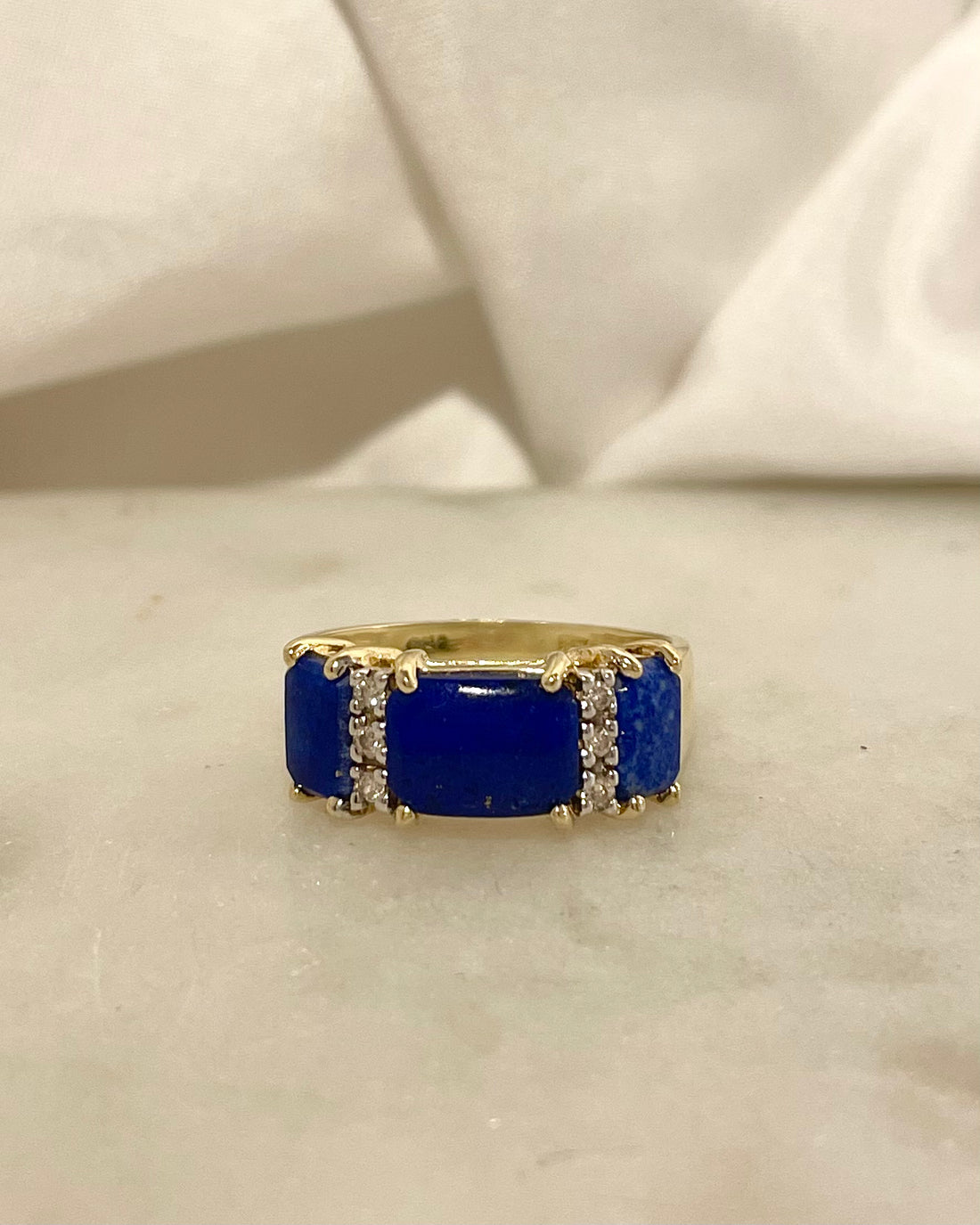 Bague Trilogie Lapis Lazuli 2 carats &amp; Diamants &quot;Klervi&quot;