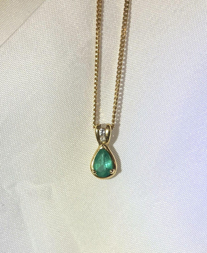 Pendentif Émeraude 0.70 carat &amp; diamants &quot;Joyce&quot;