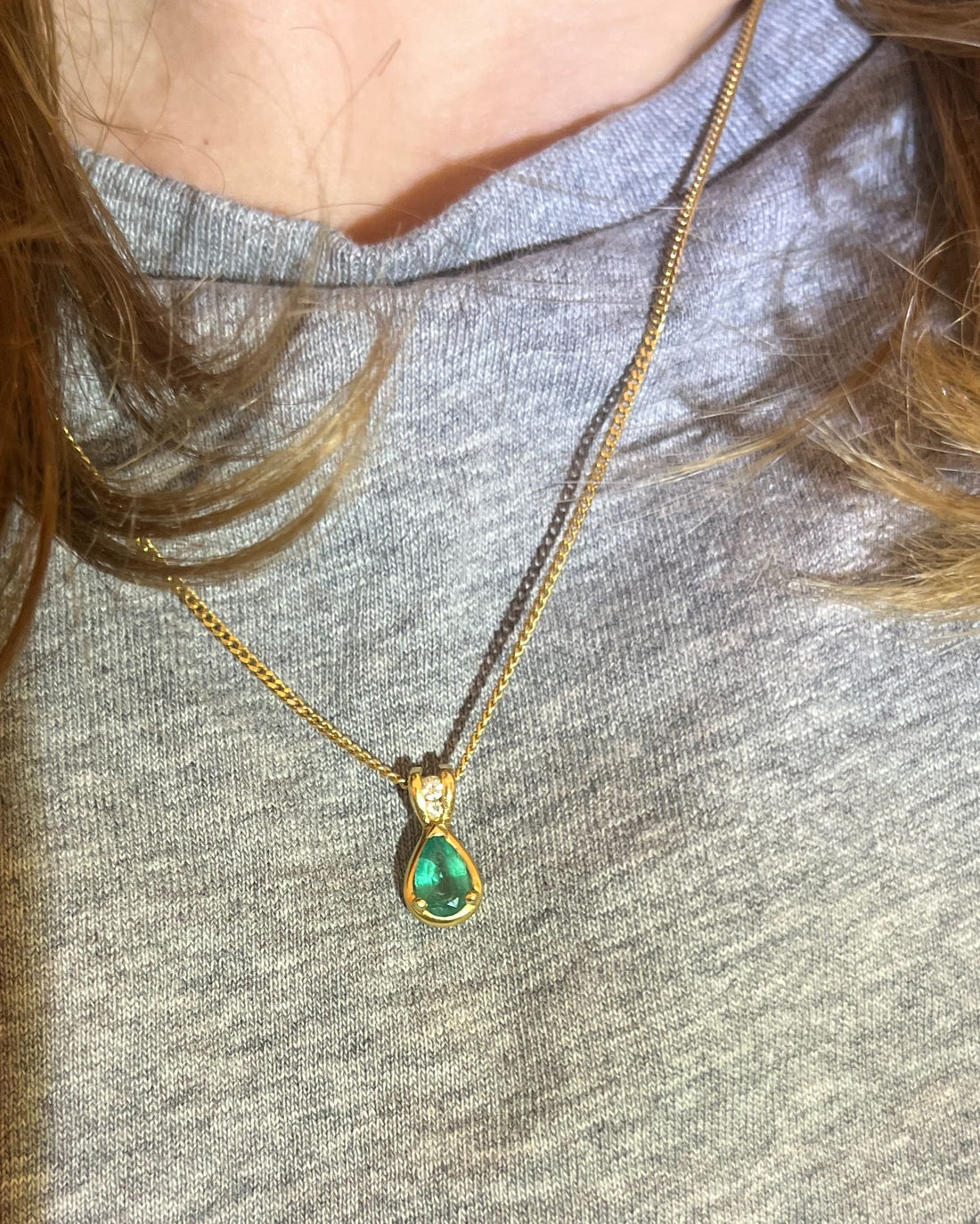 Pendentif Émeraude 0.70 carat &amp; diamants &quot;Joyce&quot;