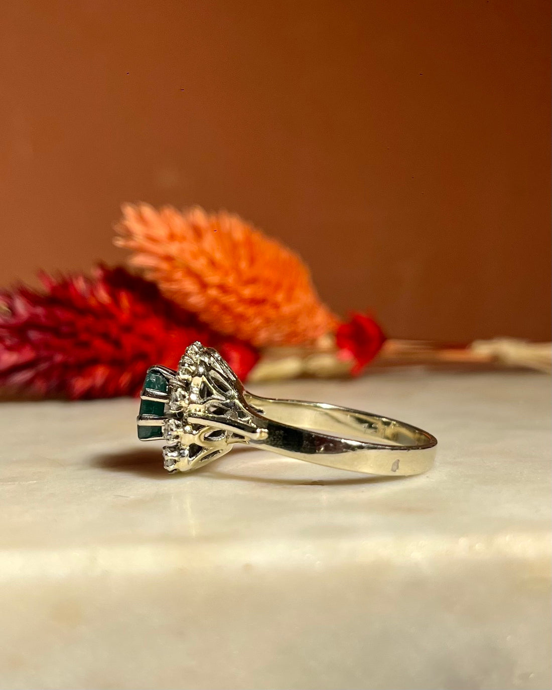 Bague Marguerite Émeraude &amp; Diamants 1 carat &quot;Lauréane&quot;