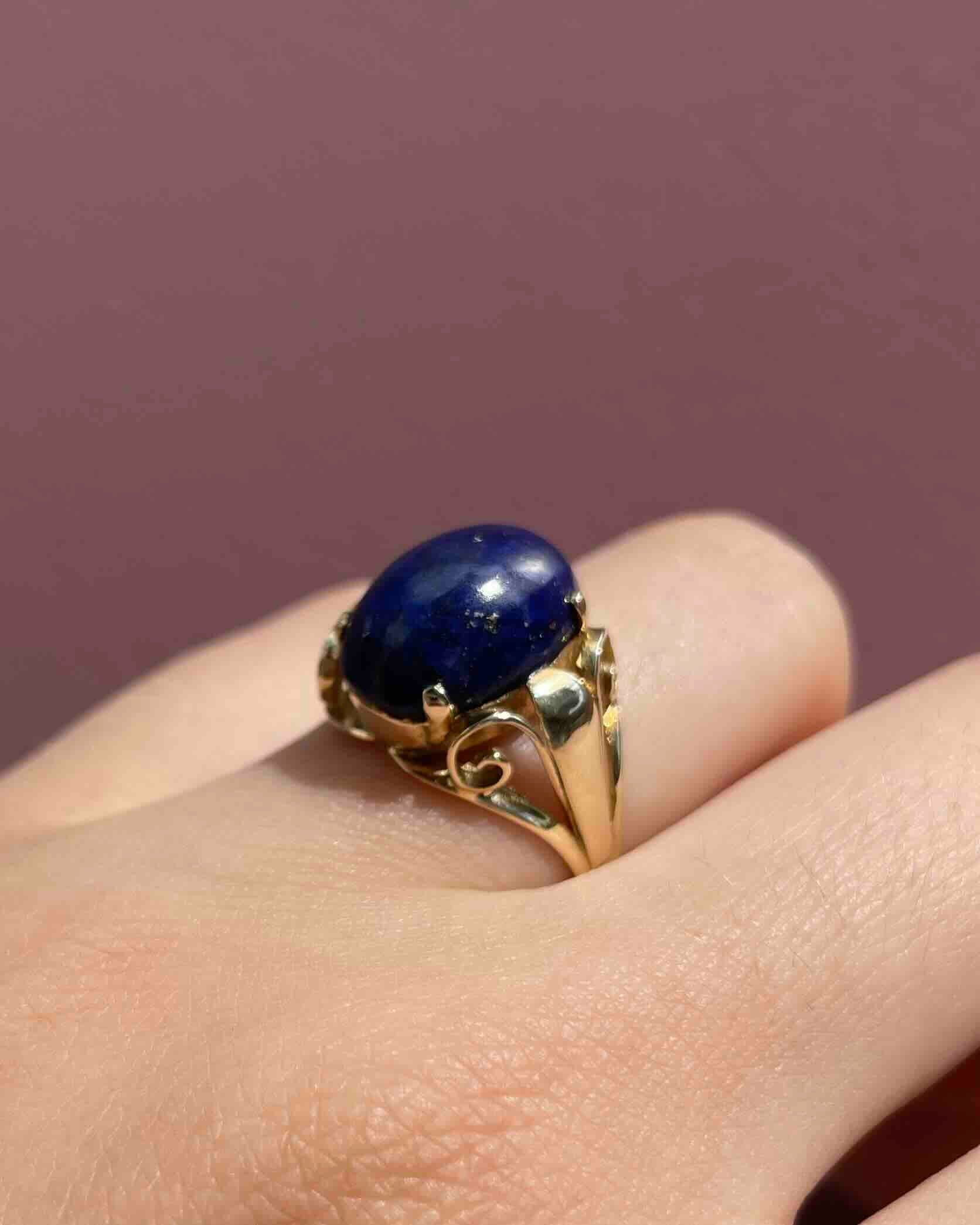 Chevalière Cabochon Lapis-Lazuli 5.30 carat "Flavia" - Elliade Paris