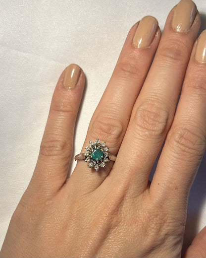 Bague Marguerite émeraude &amp; diamants &quot;Lyna&quot;