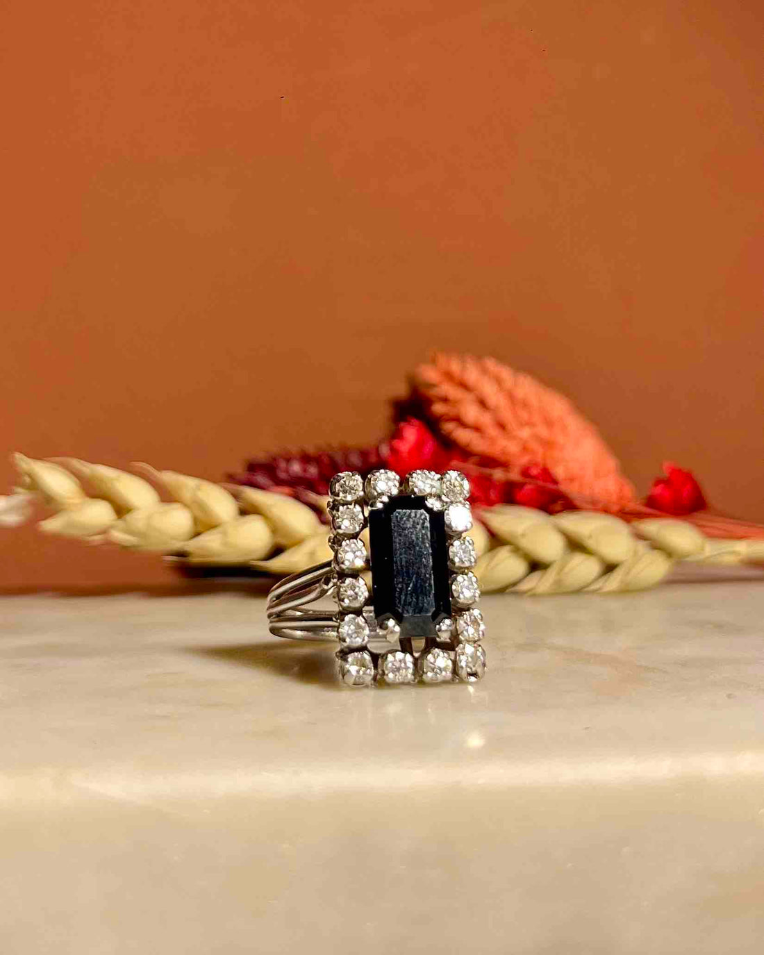 Bague Marguerite Saphir 3 carats &amp; Diamants &quot;Cléopatre&quot;