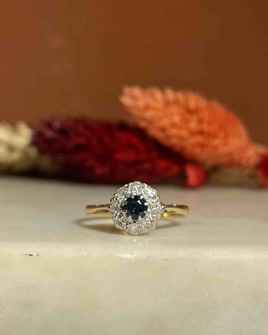 Bague Marguerite Saphir &amp; Diamants "Moana"