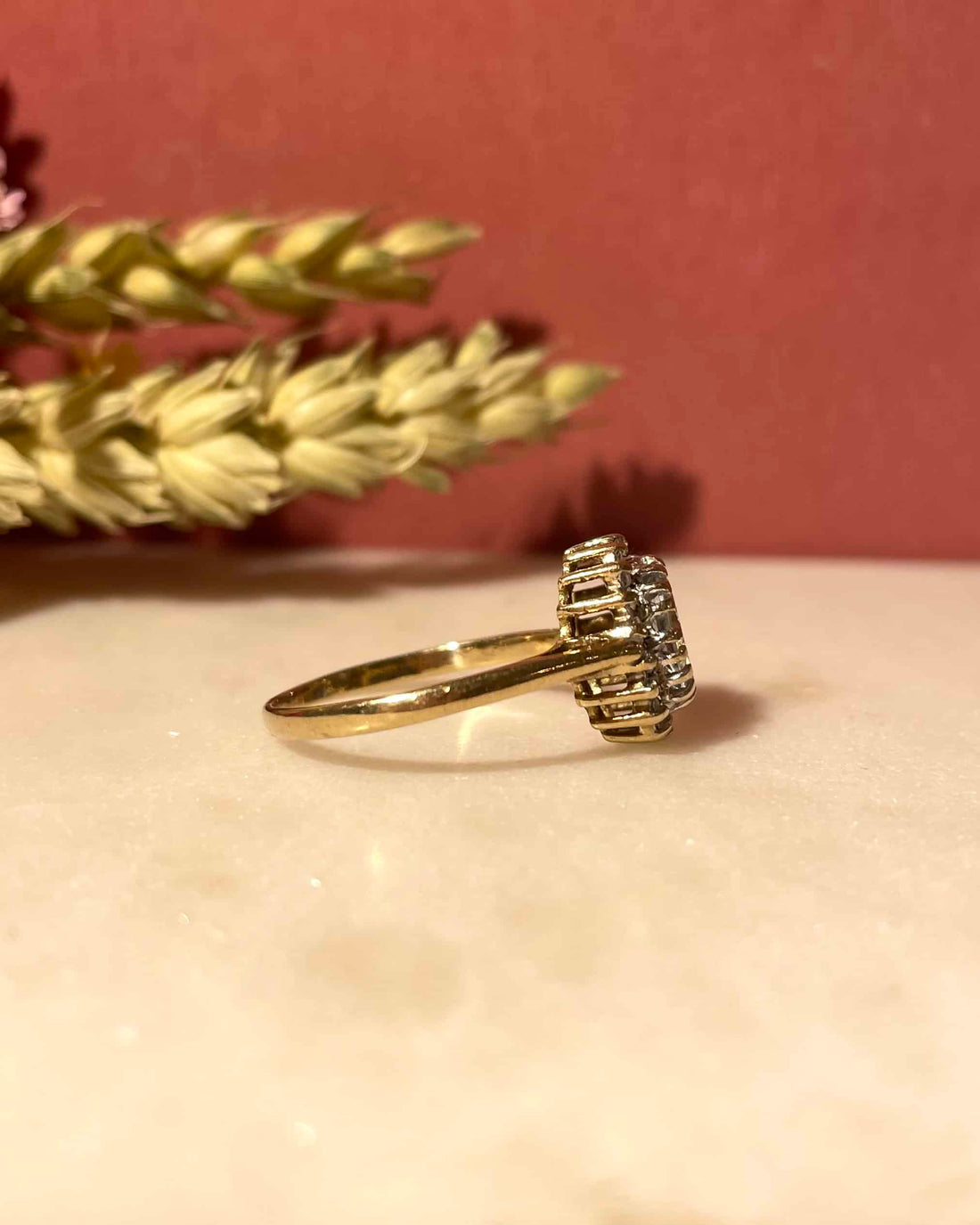 1.10 Carat Aquamarine &amp;amp; Diamond Daisy Ring &quot;Pronte&quot;