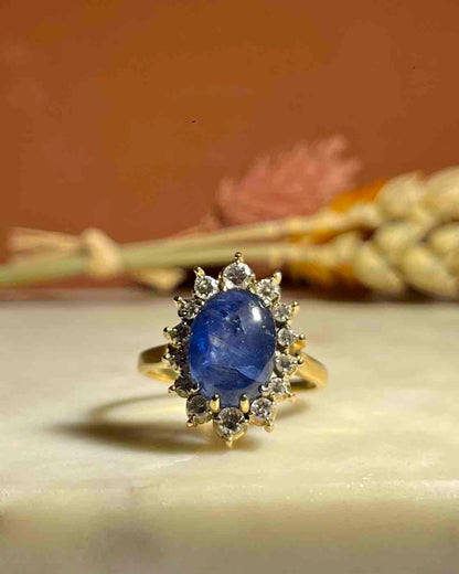 Bague Marguerite Saphir 4 carats &amp; Diamants &quot;Anja&quot;