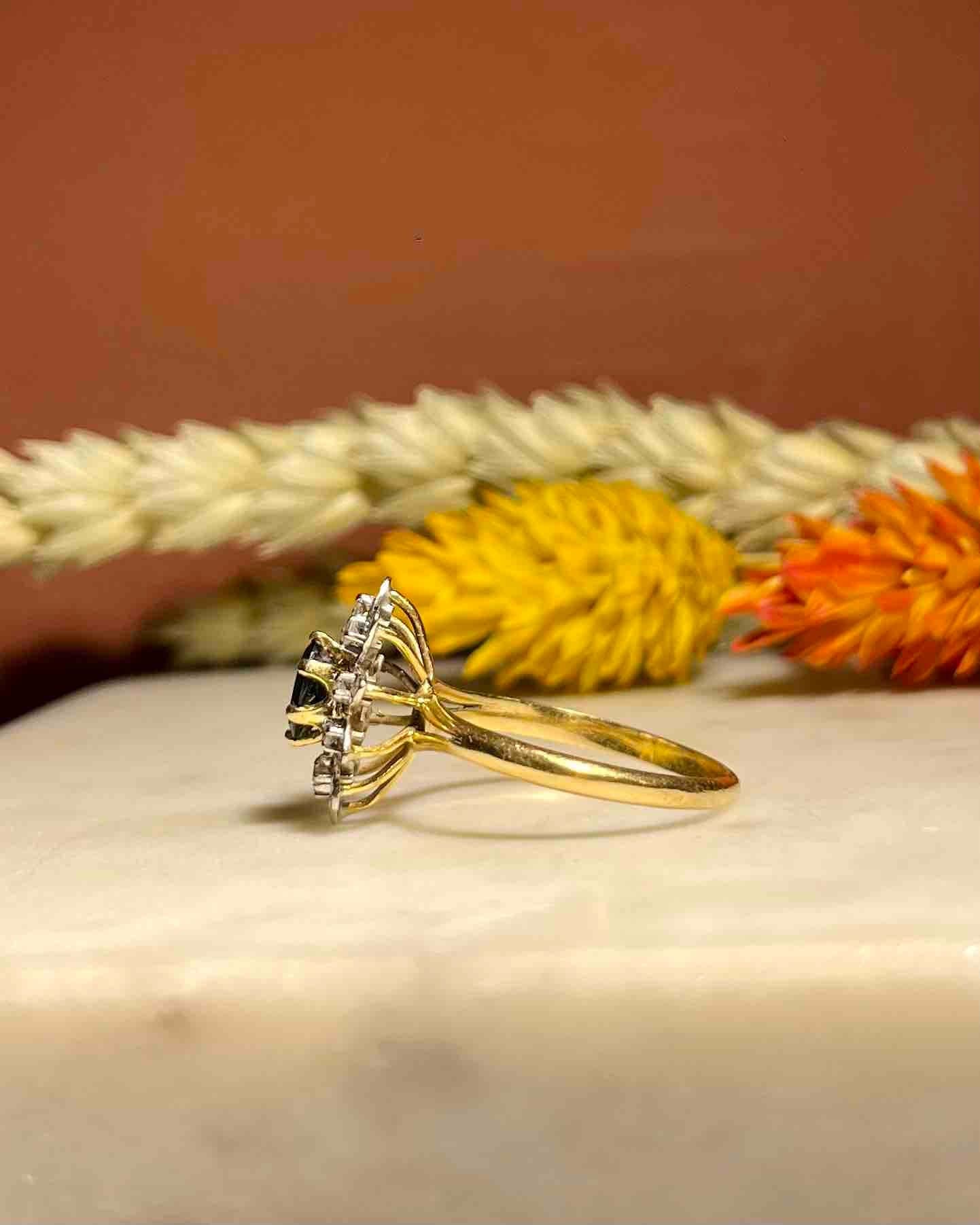 "Prescillia" Sapphire &amp;amp; Diamond Daisy Ring
