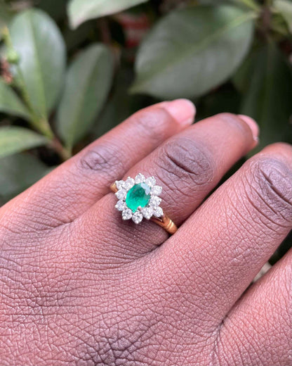 Bague Marguerite Émeraude 0.55 carat &amp; Diamants &quot;Philipa&quot;