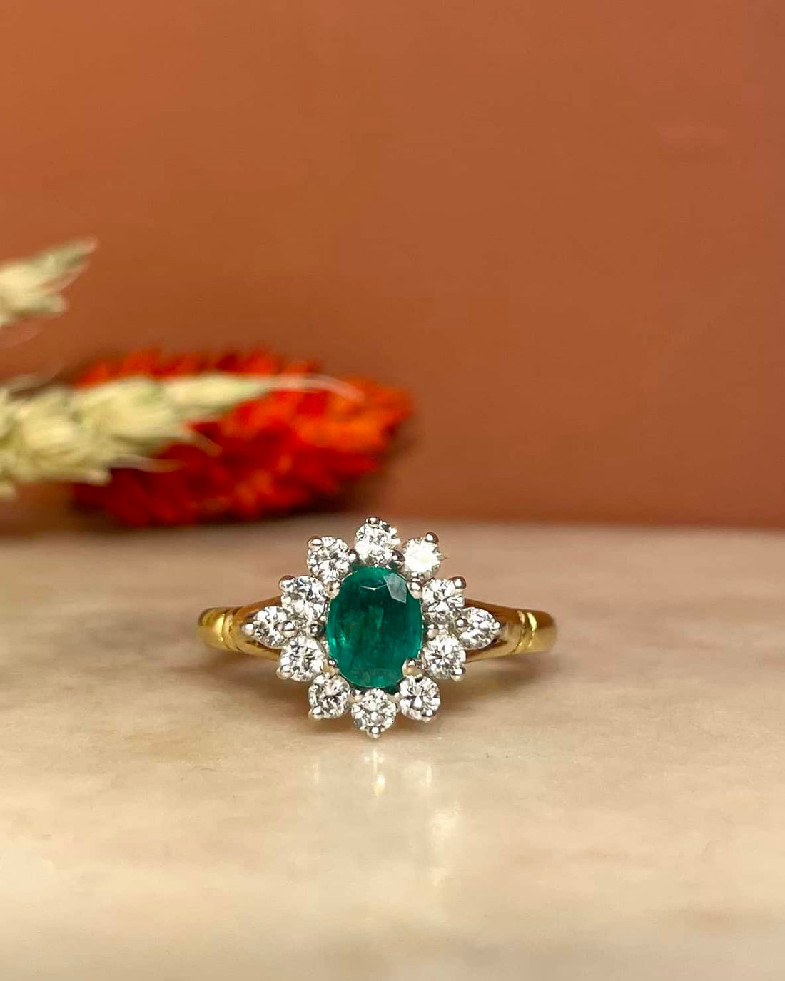 Bague Marguerite Émeraude 0.55 carat &amp; Diamants &quot;Philipa&quot;