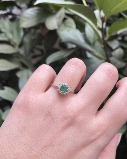 Bague Marguerite Émeraude &amp; Diamants &quot;Noelle&quot;
