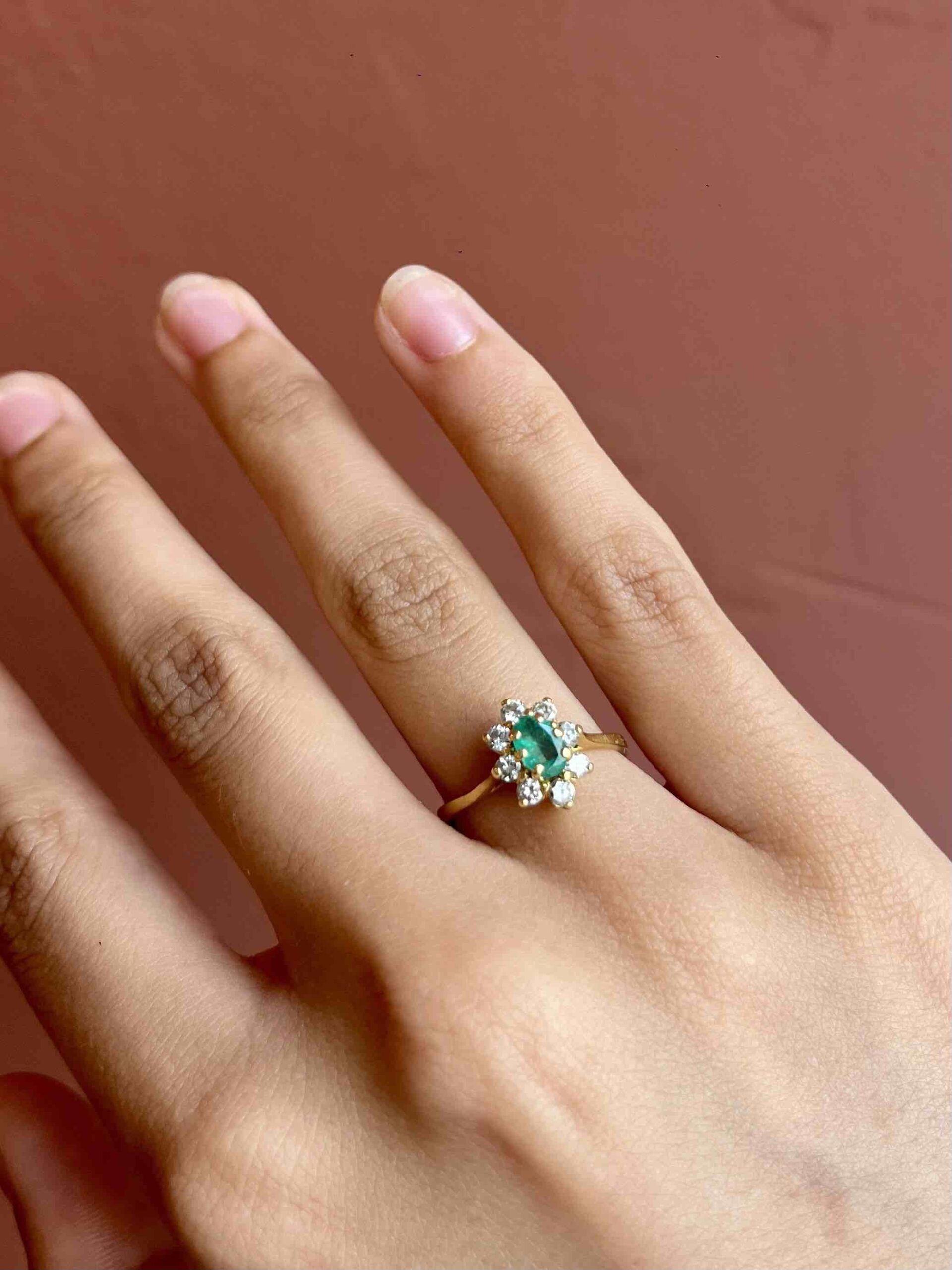 Bague Marguerite Émeraude &amp; Diamants "Amarantéa"
