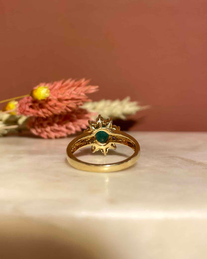 Bague Marguerite Émeraude 0.75 carat &amp; Diamants &quot;Maelia&quot;
