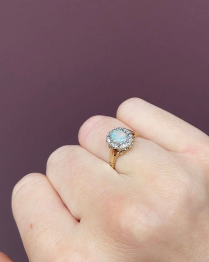 Bague Marguerite Opale &amp; Diamants &quot;Antilla&quot;