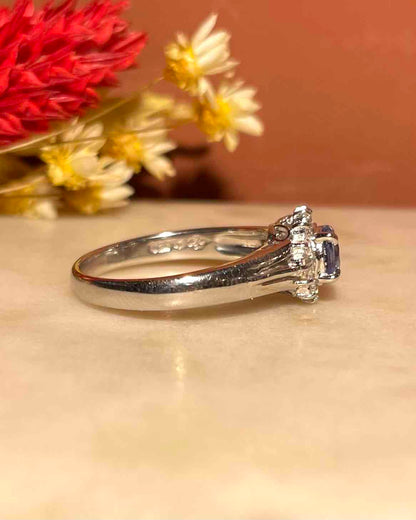 Vivid Blue Sapphire &amp;amp; Diamond &quot;Stacy&quot; Daisy Ring