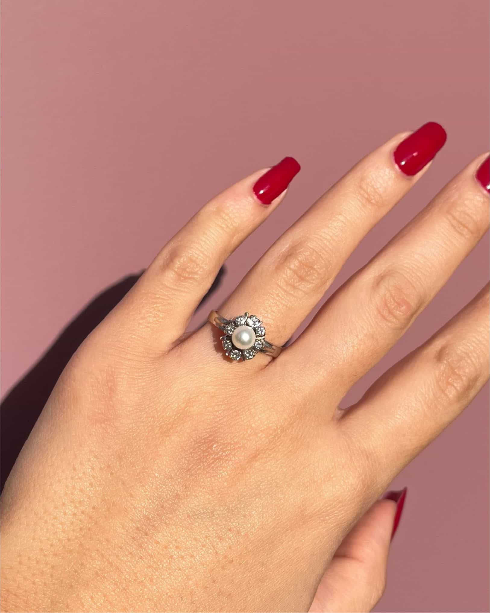 Bague Marguerite Perle &amp; Diamants &quot;Kassidy&quot;