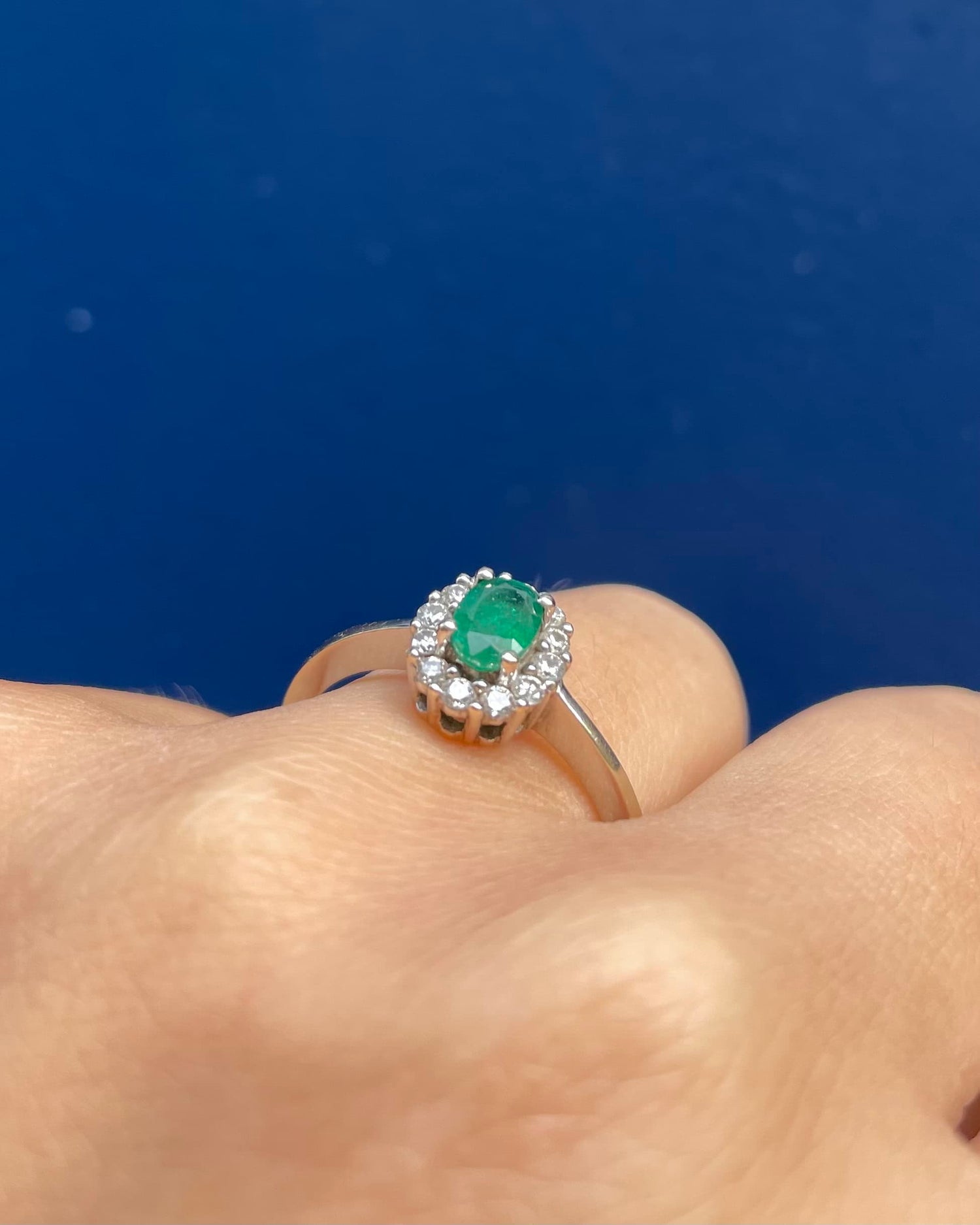 Bague Marguerite Émeraude 0.50 carat &amp; Diamants &quot;Jane&quot;