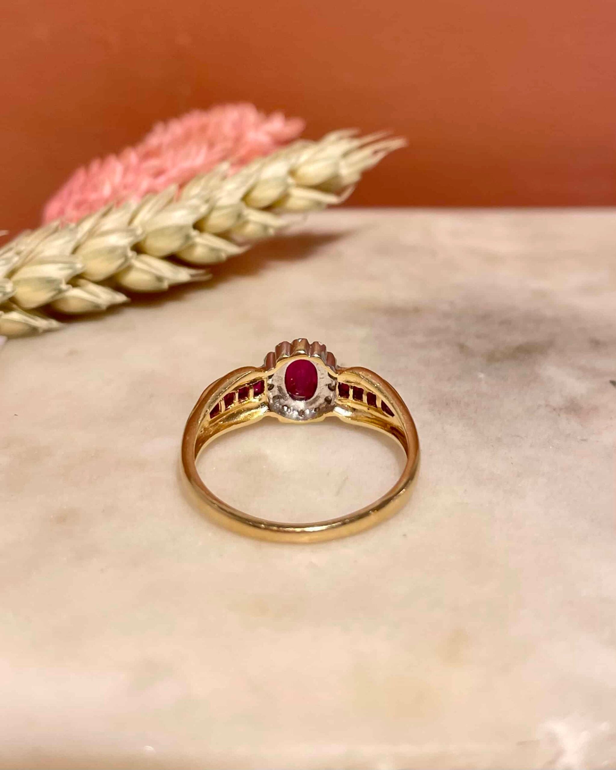Bague Jonc Marguerite Rubis &amp; Diamants "Claire"