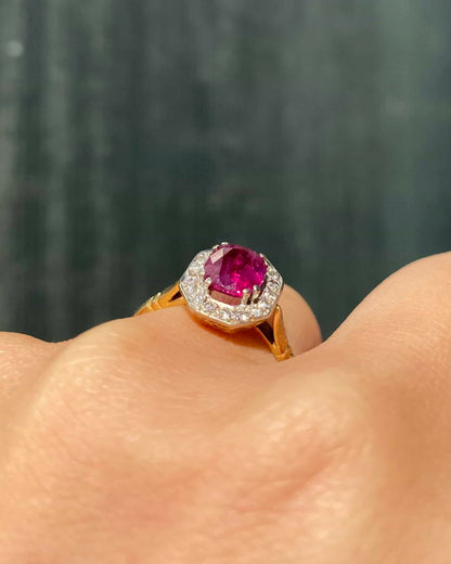 Bague Marguerite Style Art-Déco Rubis &amp; Diamants « Mirelle »