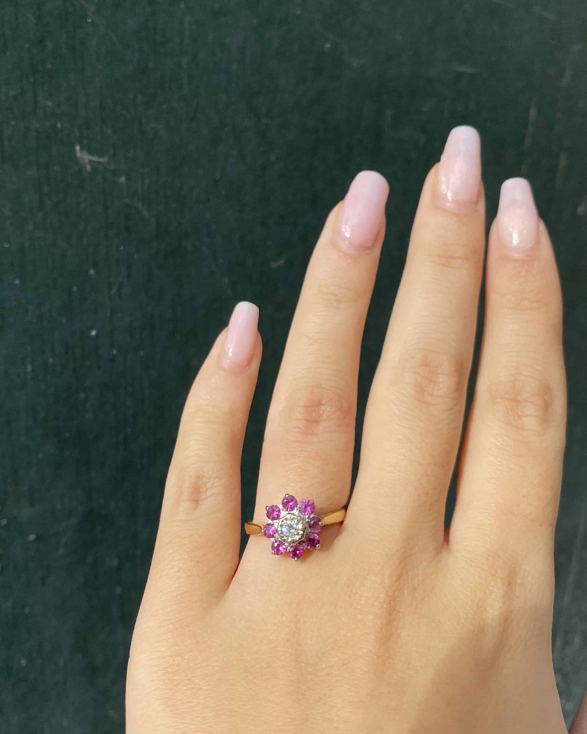 Bague Marguerite Diamant &amp; Rubis &quot;Amira&quot;
