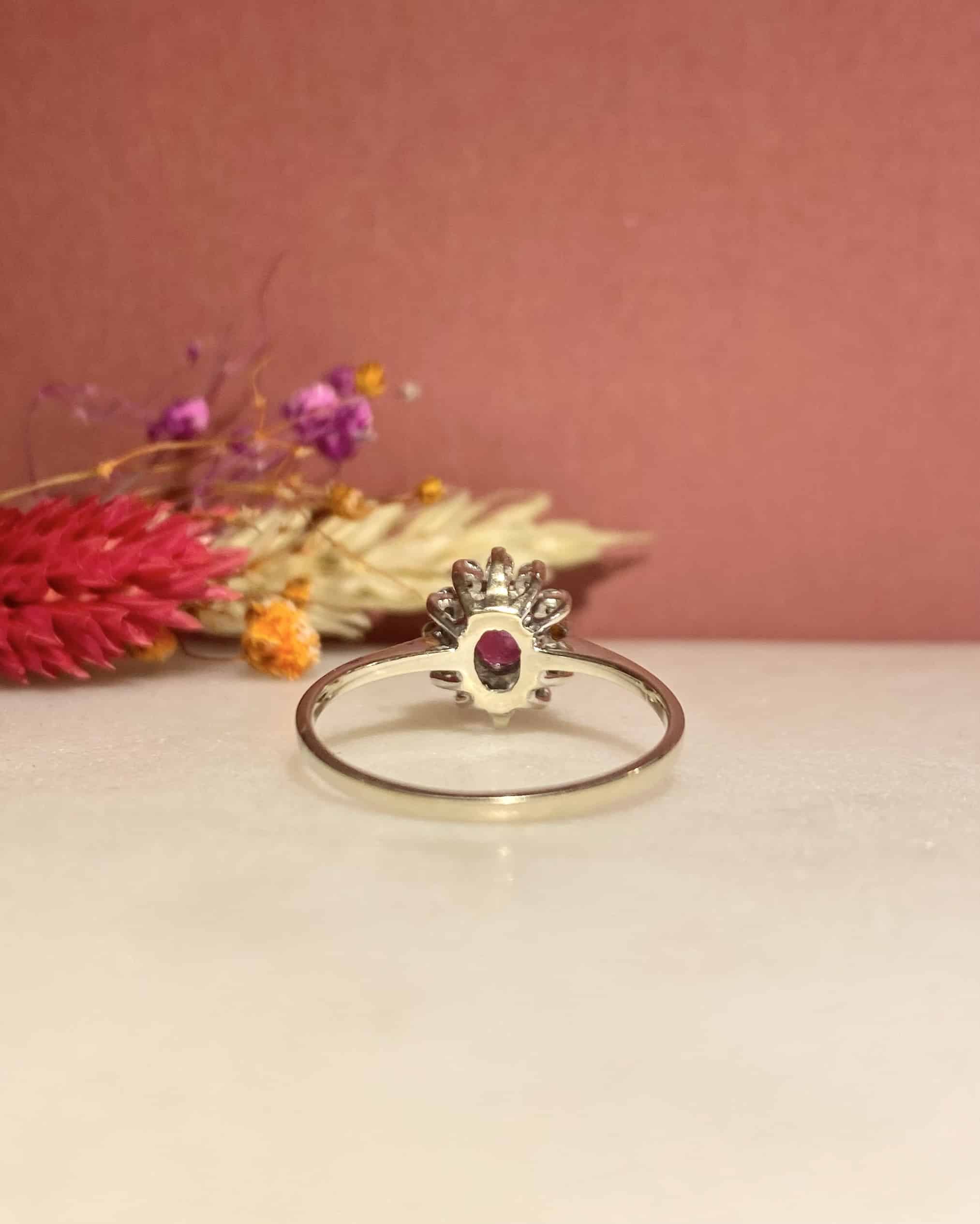 Bague Marguerite Rubis 0.90 carat &amp; Diamants "Jasmine"
