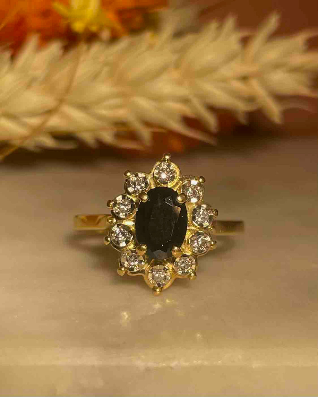 Bague Marguerite Saphir 1 carat &amp; Diamants &quot;Saliha&quot;