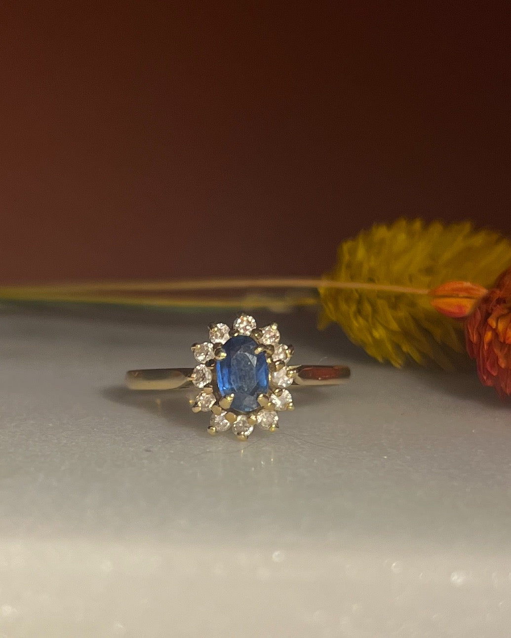 "Esmeralda" Sapphire &amp;amp; Diamond Daisy Ring