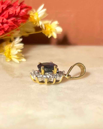 Pendentif Marguerite Saphir 1 carat &amp; Diamants &quot;Elyna&quot;
