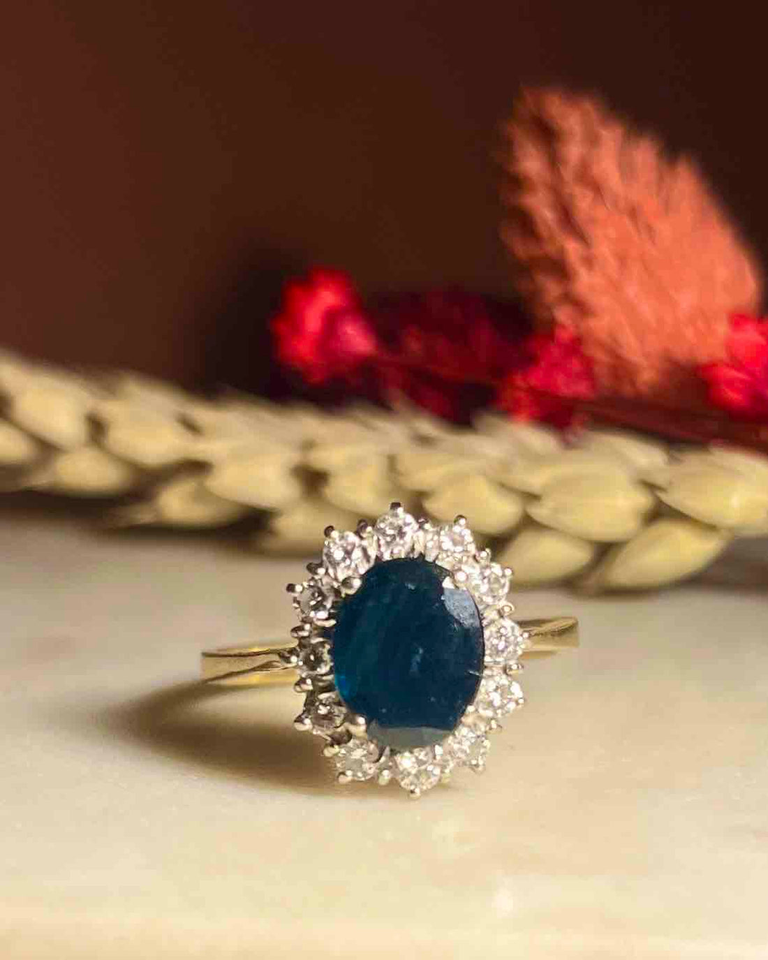 Bague Marguerite Saphir 1.30 carat &amp; Diamants &quot;Liora&quot;