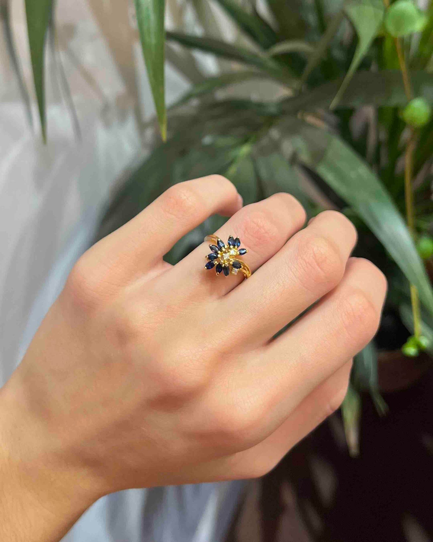 Bague Marguerite Saphir coeur Diamants &quot;Millie&quot;