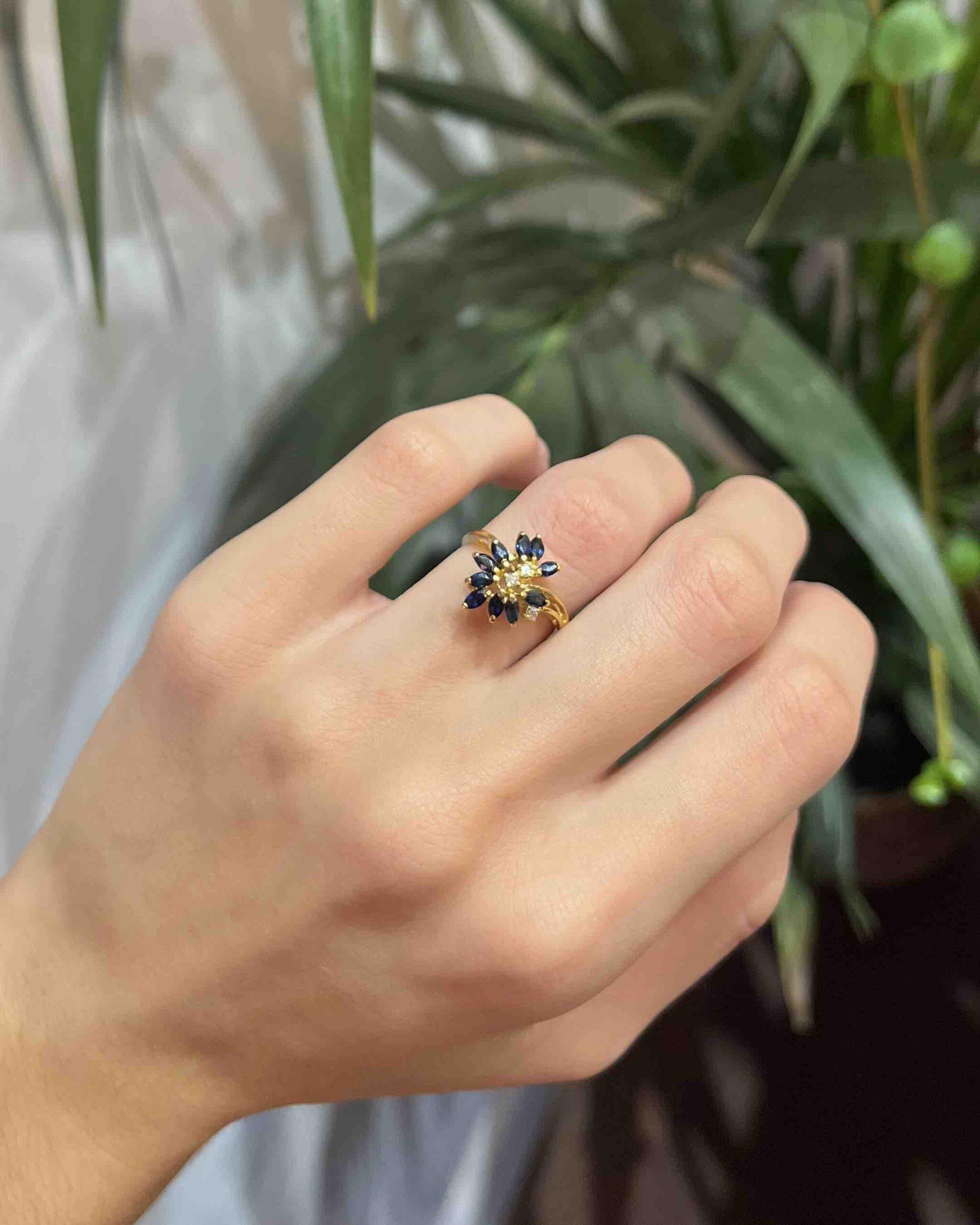 Bague Marguerite Saphir coeur Diamants "Millie"
