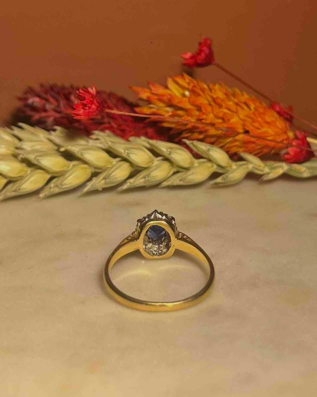 Bague Marguerite Saphir bleu roi &amp; Diamants &quot;Alexia&quot;