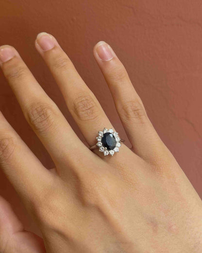 Bague Marguerite Saphir 1.30 carat &amp; Diamants &quot;Ariuna&quot;
