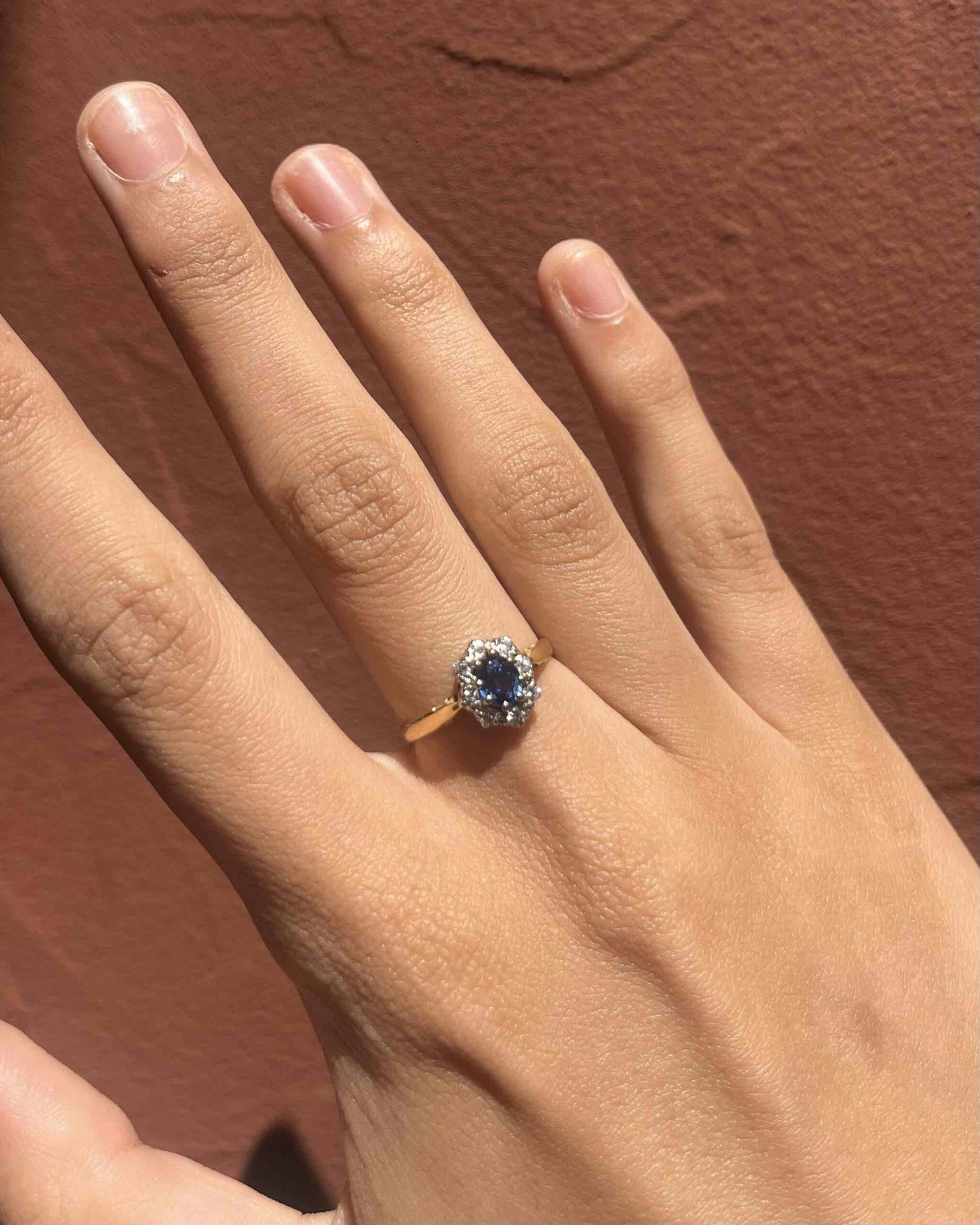 Royal Blue Sapphire &amp;amp; Diamond Daisy Ring &quot;Alexia&quot;