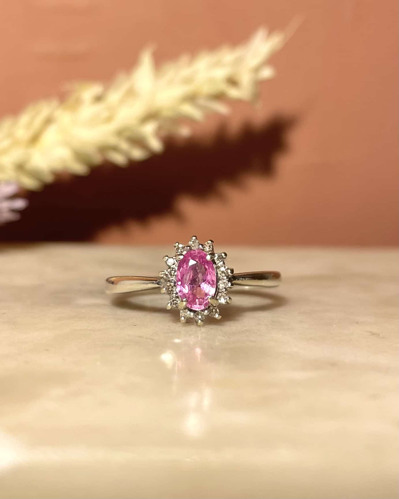 Bague Marguerite Saphir rose &amp; Diamants "Elizabeth"