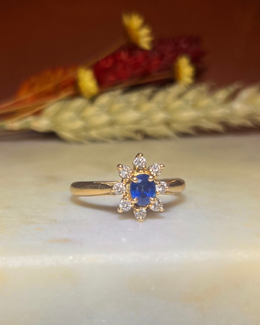 Bague Marguerite Diamants &amp; Saphir &quot;Maude&quot;