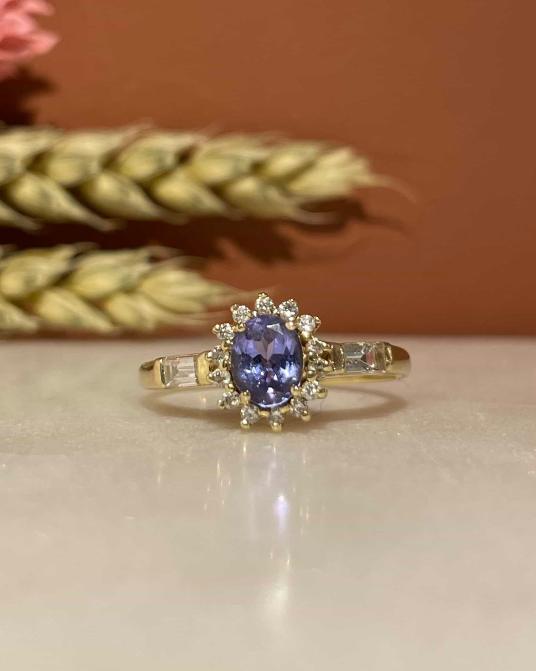 &quot;Josie&quot; 0.45 Carat Tanzanite &amp;amp; 16 Diamond Daisy Ring