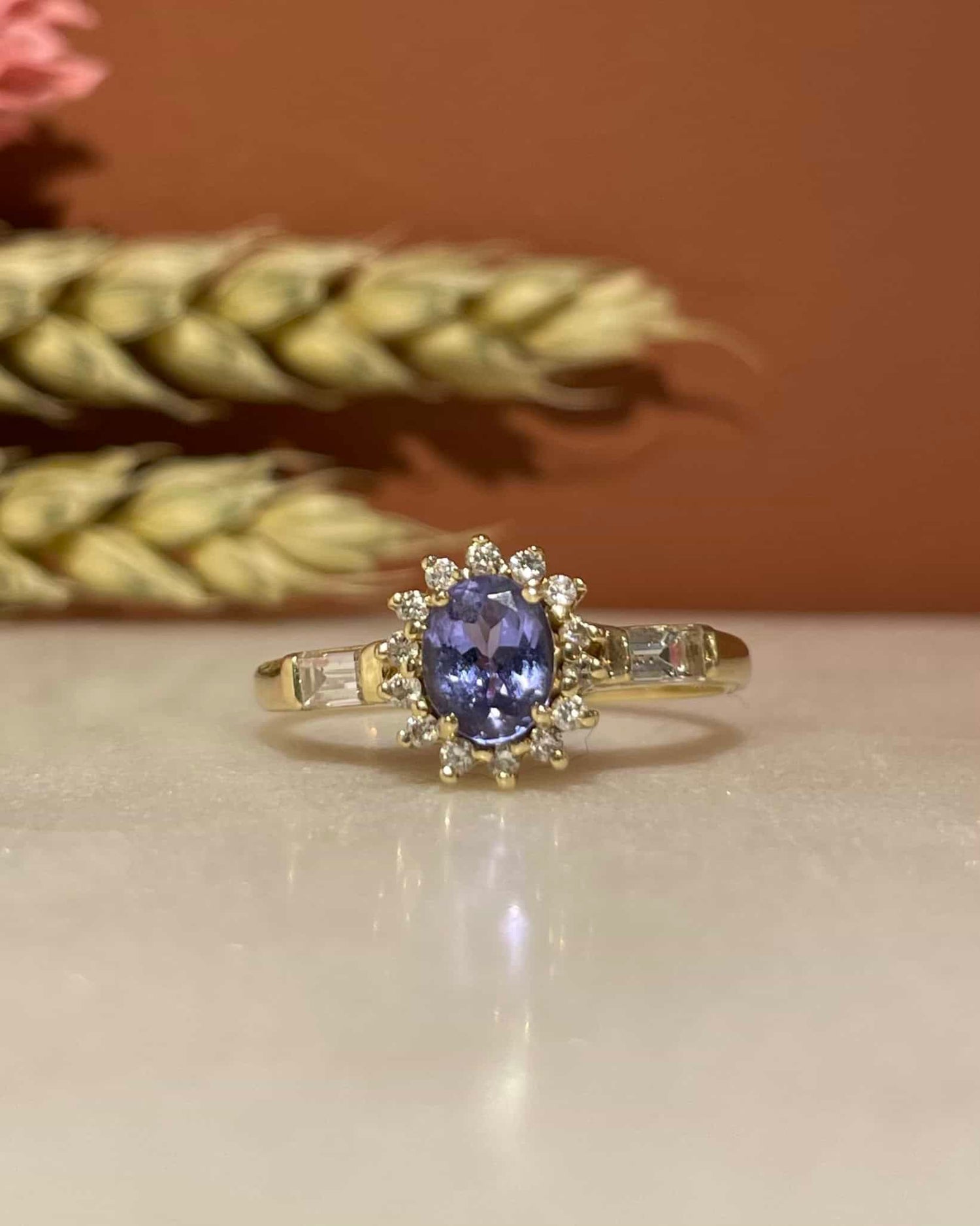 &quot;Josie&quot; 0.45 Carat Tanzanite &amp;amp; 16 Diamond Daisy Ring